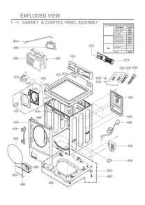 Cabinet And Control Panel Assembly Diagram and Parts List for FH3H1CDGK3 ABWESEU LG Washer
