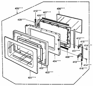 Door Diagram and Parts List for 7218943580  Kenmore Microwave