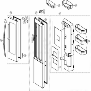 Refrigerator Door Part Diagram and Parts List for LSXC22396S ASTCNA2 LG Refrigerator