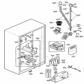 Ice And Water Part Diagram and Parts List for LRSPC2331BK AWBCLGA LG Refrigerator