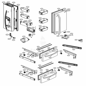Door Parts Diagram and Parts List for LMXS28626S ASTCNA4 LG Refrigerator