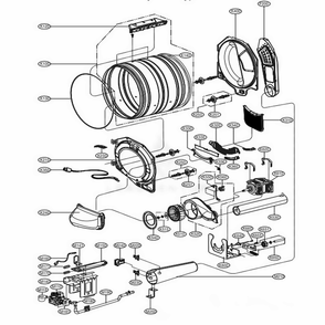 Drum And Motor Assembly Diagram and Parts List for GDP1329QGS2 ASSEELC LG Dryer