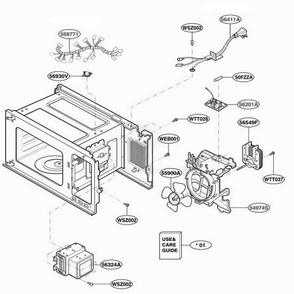 Interior Parts 2 Diagram and Parts List for MT4070SKQ CW1EWRP LG Wall Oven
