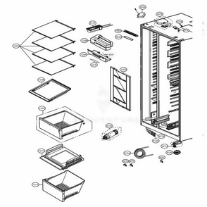 Refrigerator Compartment Diagram and Parts List for 51839 AWBCSE3 LG Refrigerator