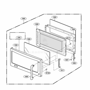 Door Parts Diagram and Parts List for 80809 AB1ESEA LG Microwave