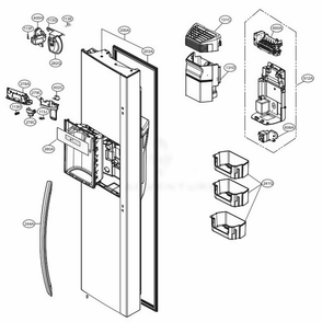 Freezer Door Diagram and Parts List for 51832 ASWCSE0 LG Refrigerator