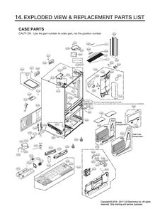 Case Parts Diagram and Parts List for GR-L24GHSJM ASTCNA3 LG Refrigerator