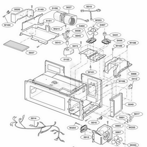 Interior Parts 3 Diagram and Parts List for KHMC107EBL AB2EKAD LG Wall Oven