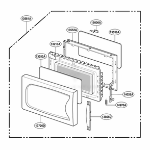 Door Parts Diagram and Parts List for MS113YE MWEGSC LG Range