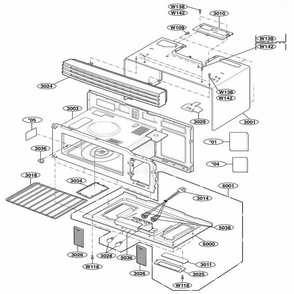 Oven Cavity Parts Diagram and Parts List for 80593 CSBESEA LG Wall Oven