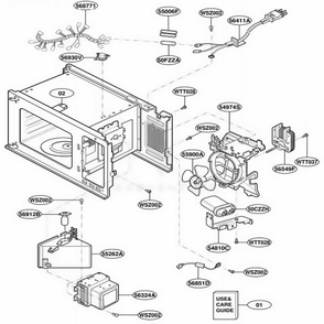 Interior Parts Diagram and Parts List for MT1100SHB0 ABKEWRP LG Range
