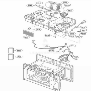 Interior Parts 2 Diagram and Parts List for MV1725B AB1EGSE LG Range