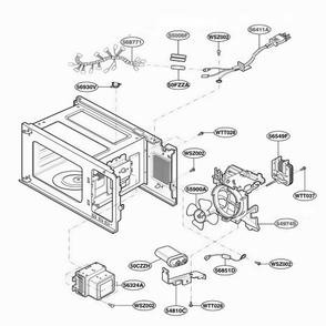 Interior Parts 1 Diagram and Parts List for MA825B KBKEKMT LG Wall Oven
