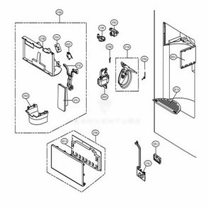 Dispenser Parts Diagram and Parts List for 71059 AWBCSE4 LG Refrigerator