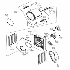 Back Cover And Drum Assembly Diagram and Parts List for DLEC885W ABWEEUS LG Dryer