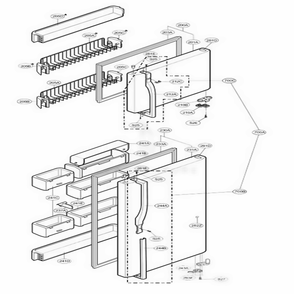 Door Parts Diagram and Parts List for 75254 ABICSEF LG Refrigerator
