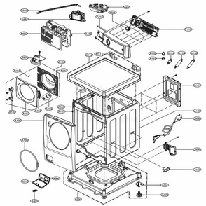Cabinet And Control Panel Assembly Diagram and Parts List for 41549 ASRESEU LG Washer