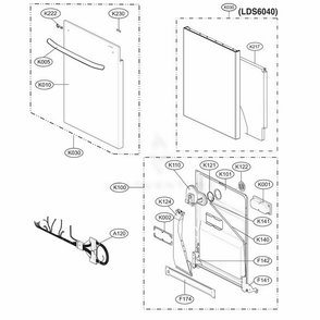 Door Assembly Diagram and Parts List for 39232533 ASTEEUS LG Dishwasher