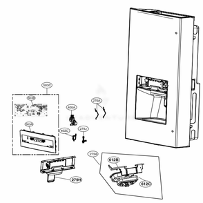 Dispenser Parts Diagram and Parts List for 72597 ASBCSE0 LG Refrigerator