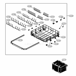 Lower Rack Assembly Diagram and Parts List for SKSDW2402P AASESNA LG Dishwasher