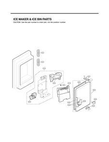 Ice Maker And Ice Bin Parts Diagram and Parts List for GR-J31GHSJM ASBCNA0 LG Refrigerator
