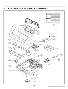 Top Cover Assembly Diagram and Parts List for T1889EFHU5 ASSEUUS LG Washer
