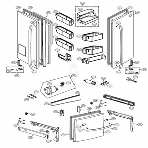 Door Parts Diagram and Parts List for LFX29927SB AWBCNA0 LG Refrigerator