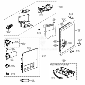 Ice Maker And Ice Bin Parts 1 Diagram and Parts List for 75065 ASTCSE0 LG Refrigerator