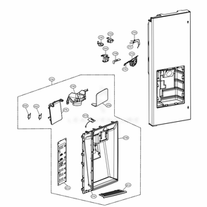 Dispenser Parts Diagram and Parts List for LMXS30776D ASBCNA0 LG Refrigerator