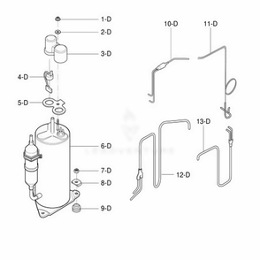 Compressor Parts Diagram and Parts List for 580 AWYASRS LG Air Conditioner
