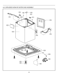 Outer Case Assembly Diagram and Parts List for T1635HDFV ABWEVUS LG Washer