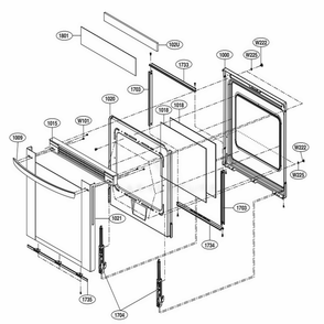 Door Parts Diagram and Parts List for LRE3060ST FSTLLGA LG Range