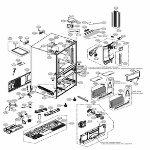 Case Parts Diagram and Parts List for LMXS30796D ASBCNA0 LG Refrigerator