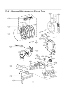 Drum And Motor Assembly Diagram and Parts List for RV1850ES ASSEEUS LG Dryer