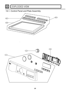 Control Panel And Plate Assembly Diagram and Parts List for RN13B2AS ABWEEUS LG Dryer
