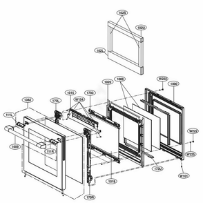 Door Parts Diagram and Parts List for UPSG3014ST ASTESGN LG Wall Oven