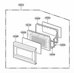 Door Parts Diagram and Parts List for MAB745W01 CW3EBBY LG Microwave