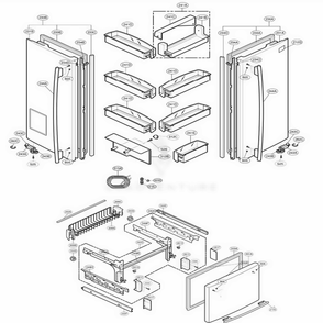 Door Parts Diagram and Parts List for 78553 ASTCSEF LG Refrigerator