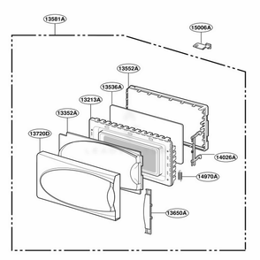 Door Parts Diagram and Parts List for 3WM2533E HM1QBAL LG Range