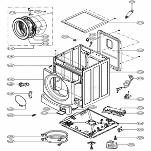 Cabinet Assembly Diagram and Parts List for WM3477HS ALSEEUS LG Washer Dryer Combo