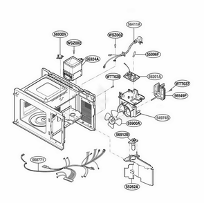 Interior Parts 2 Diagram and Parts List for KMA6512W KW1EGSE LG Wall Oven