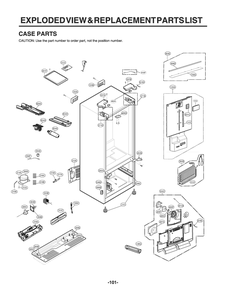 Case Parts Diagram and Parts List for GR-X288NSSM ASTCNA2 LG Refrigerator