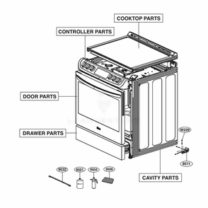 Main Diagram and Parts List for LSE4616BD ABDLLGA LG Range