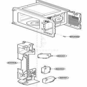 Latch Board Parts Diagram and Parts List for JES1039BJ CBKEGEU LG Range