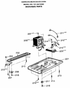 Microwave Diagram and Parts List for 7218913580  Kenmore Microwave