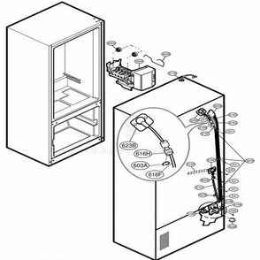 Ice Maker Parts Diagram and Parts List for 78553 ASTCSEF LG Refrigerator