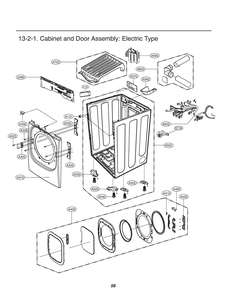Cabinet And Door Assembly Diagram and Parts List for RV13B2AS ABWEEUS LG Dryer