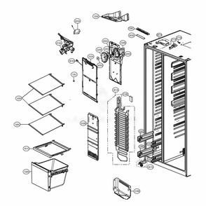 Freezer Compartment Diagram and Parts List for LSXS26326S ASTCNAZ LG Refrigerator