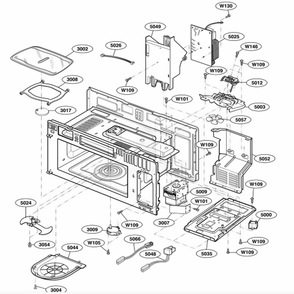 Interior Parts 1 Diagram and Parts List for 63762 AWHESEA LG Range