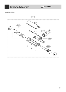 Carpet Nozzle Diagram and Parts List for A905RM DBRELGA LG Upright Vacuum